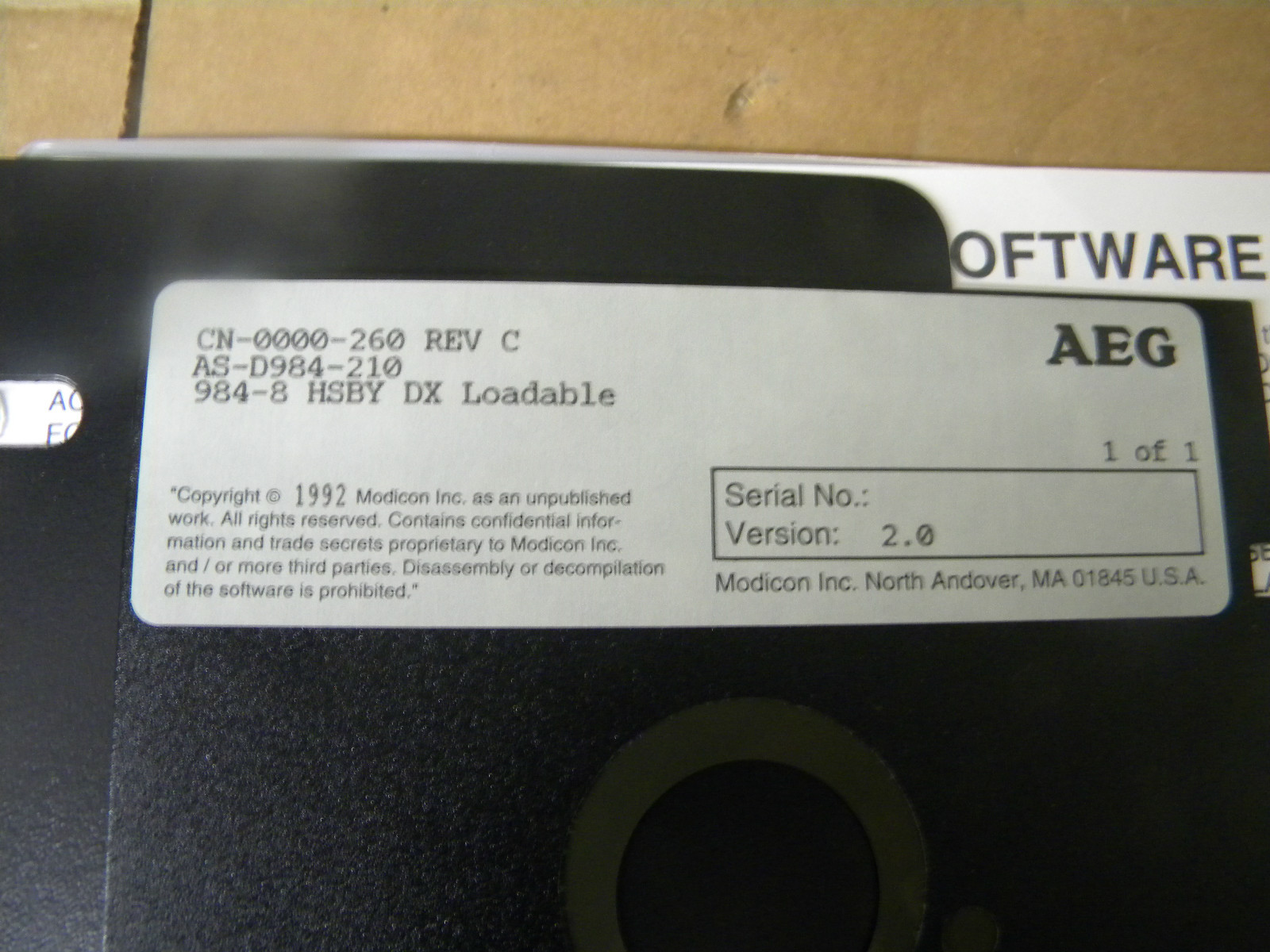 MODICON SW-AP98-RXA HOT STANDBY SOFTWARE SWAP98RXA