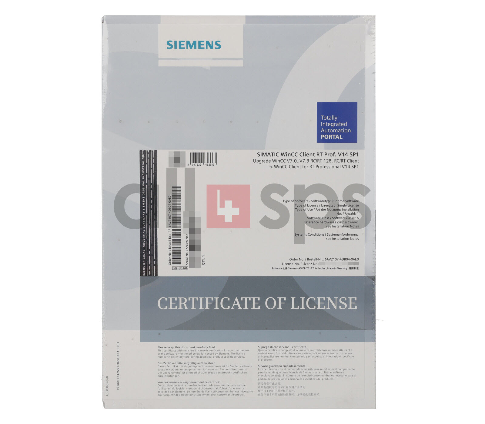 SIMATIC WINCC CLIENT RUNTIME PROFESSIONAL V14 SP1 – 6AV2107-4DB04-0AE0 (NS)