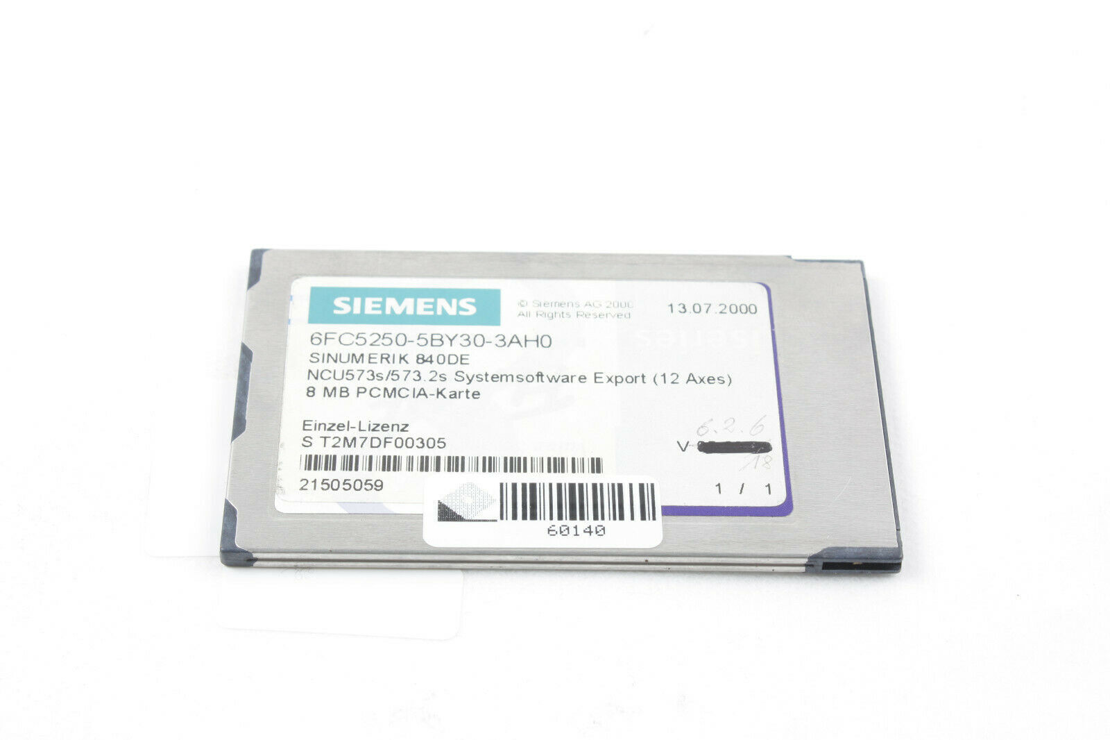 SINUMERIK 840DE 6FC5250-5BY30-3AH0 CNC-Software 12-5 PC-Card Export Softw. 6.2.6