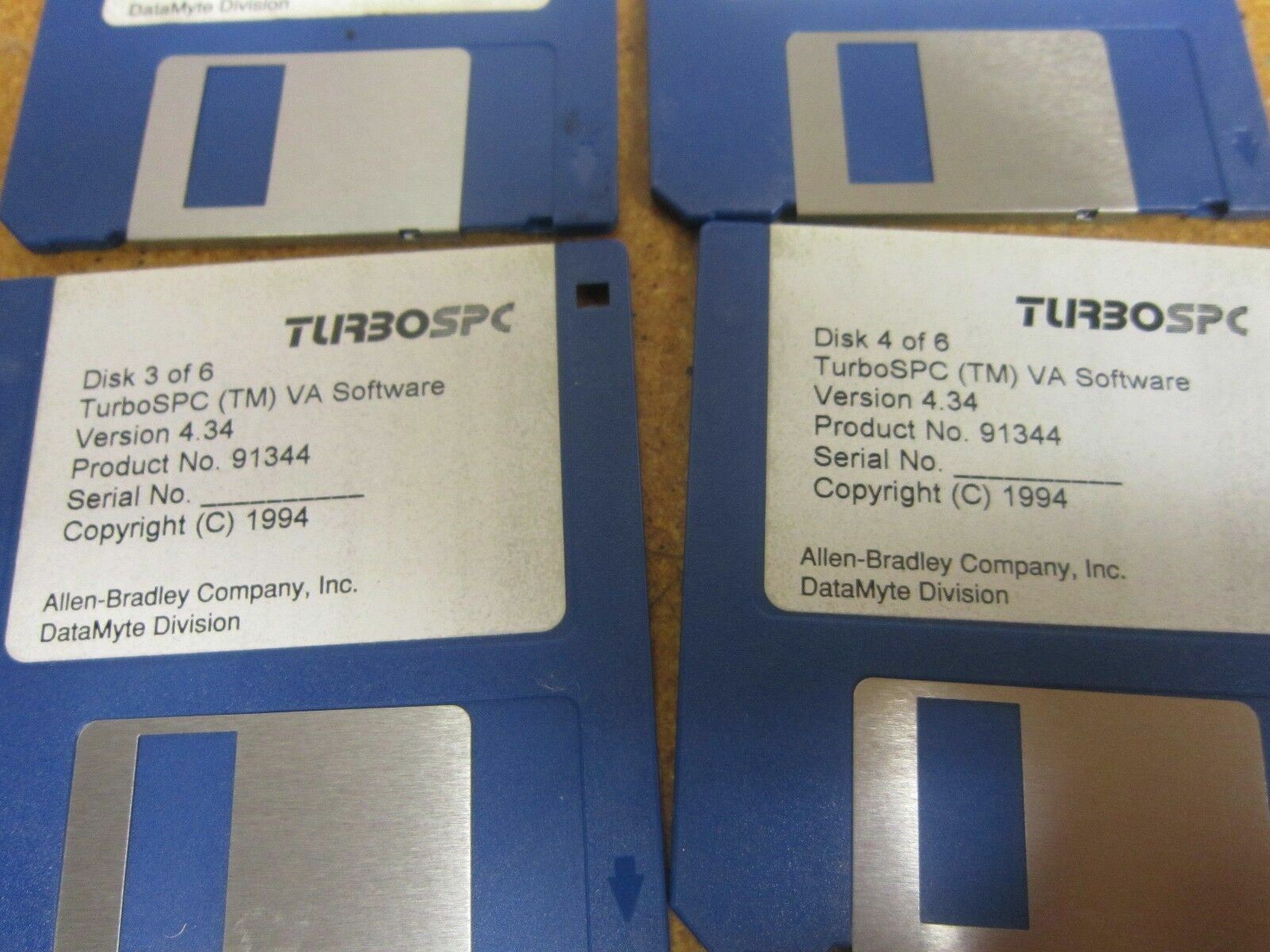 Allen Bradley TURBOSPC (TM) VA Software Version 4.34 6 Disks Total