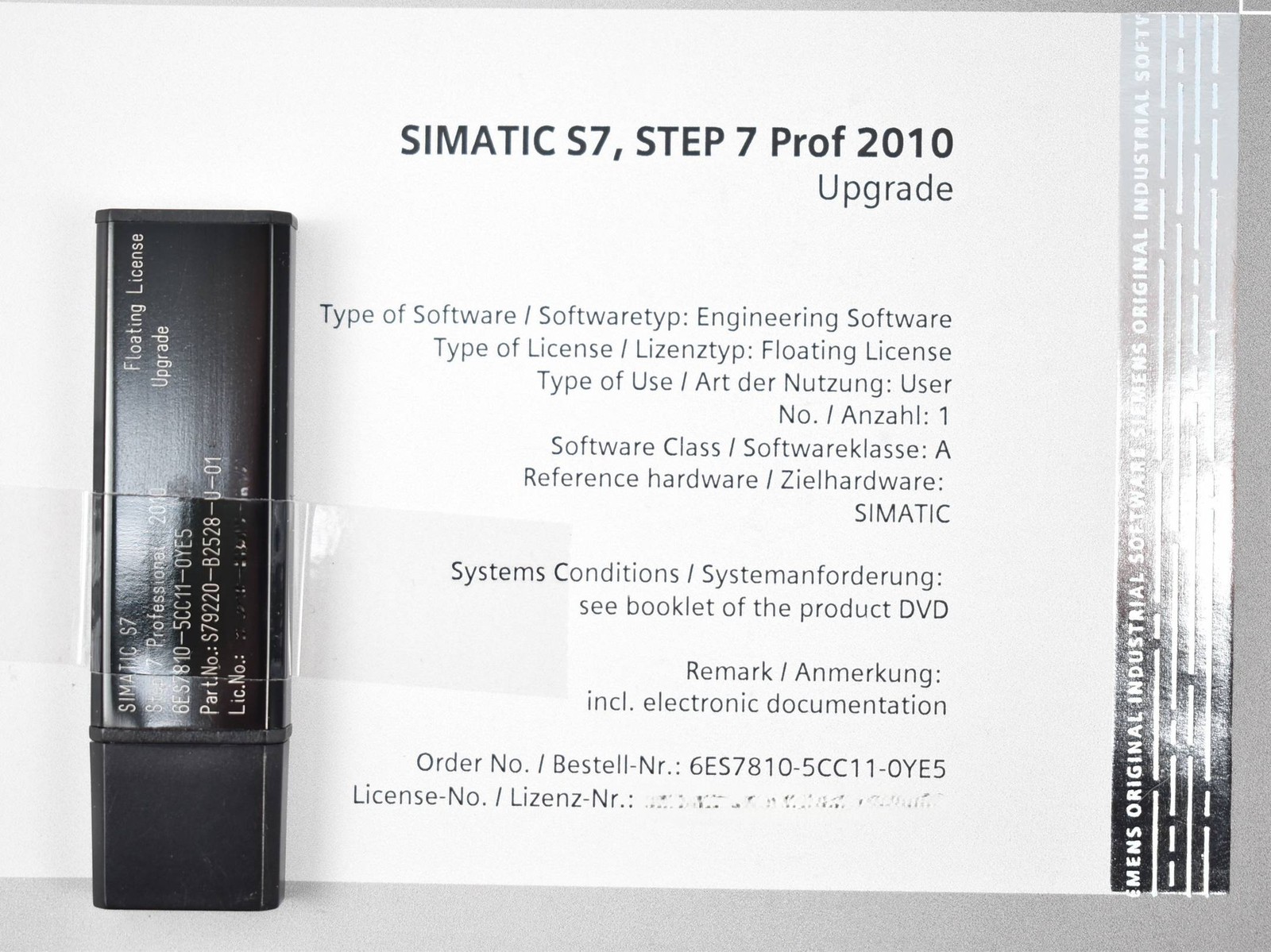 Siemens Simatic S7 STEP 7 Prof 2010 6ES7810-5CC11-0YE5 ( 6ES7 810-5CC11-0YE5 )