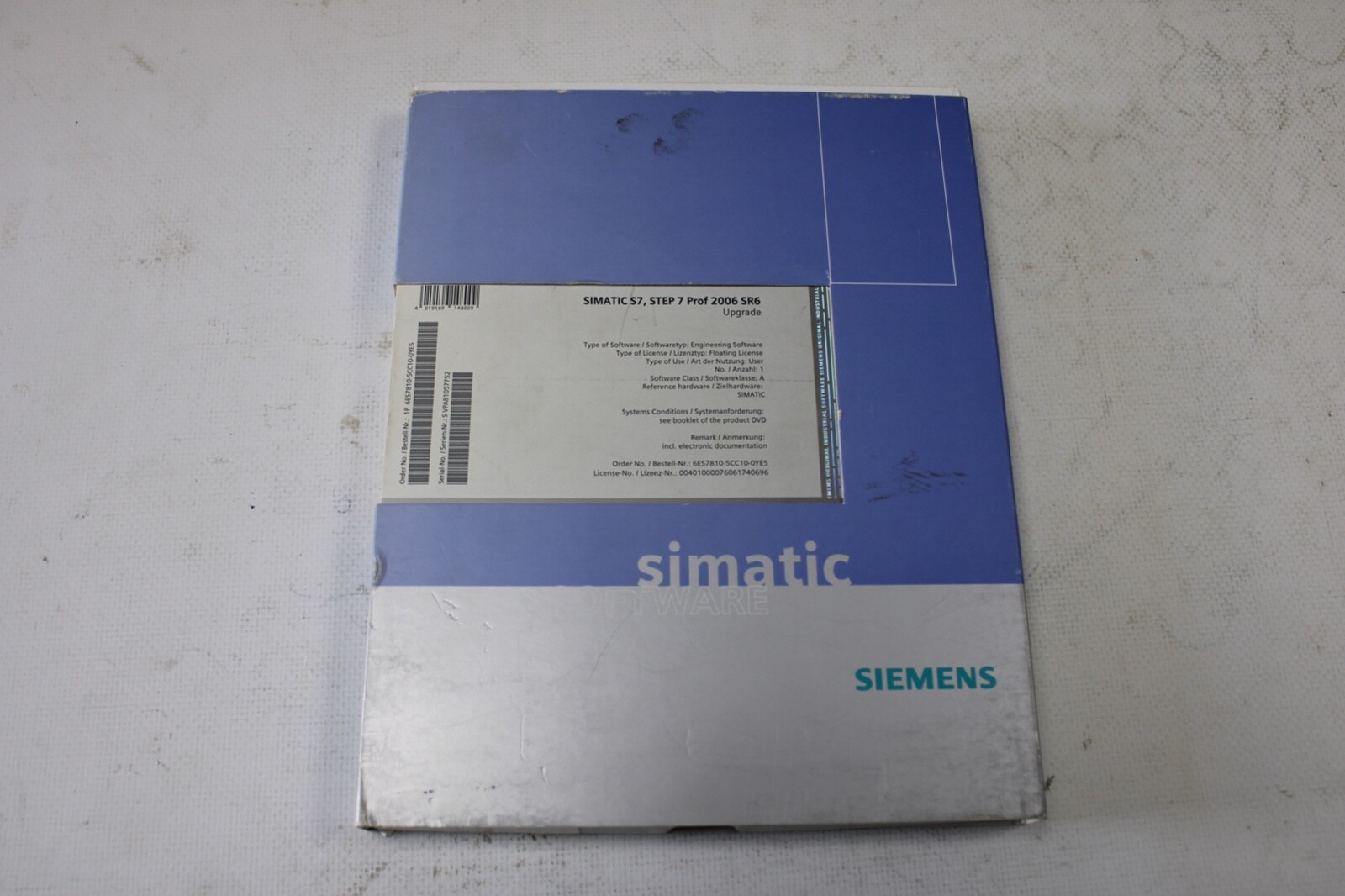 Siemens SIMATIC S7, 6es7810-5cc10-0ye5 licence, STEP 7 PROF 2006 SR6 Upgrade