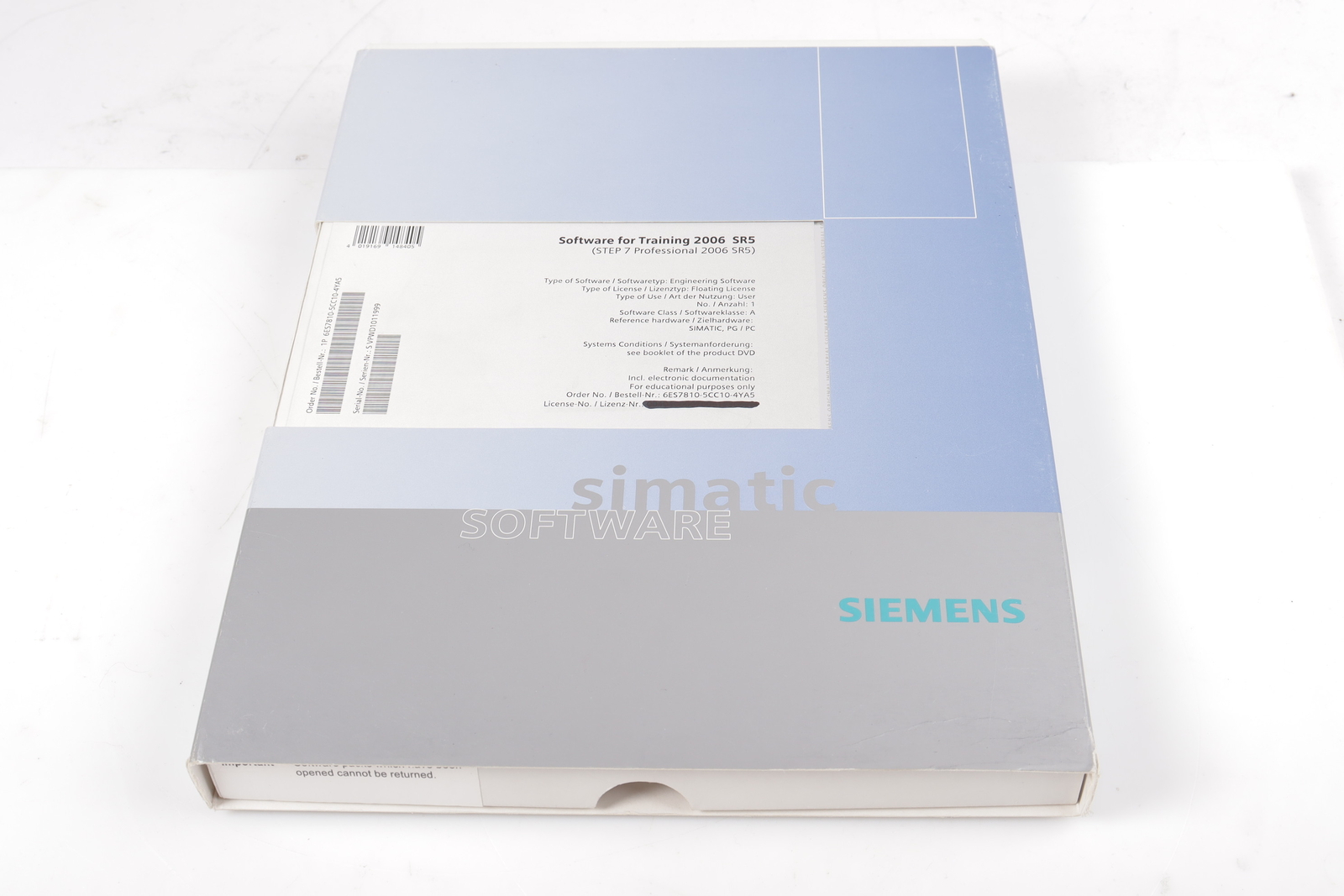 SIEMENS SIMATIC S7 Software for Training 2006 SR5 6ES7810-5CC10-4YA5 -2200358