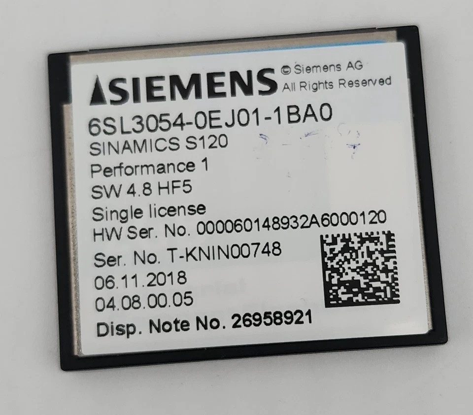 SIEMENS 6SL3054-0EJ01-1BA0 S120 COMPACTFLASH 6SL30540EJ011BA0 *NDA AVAILABLE*