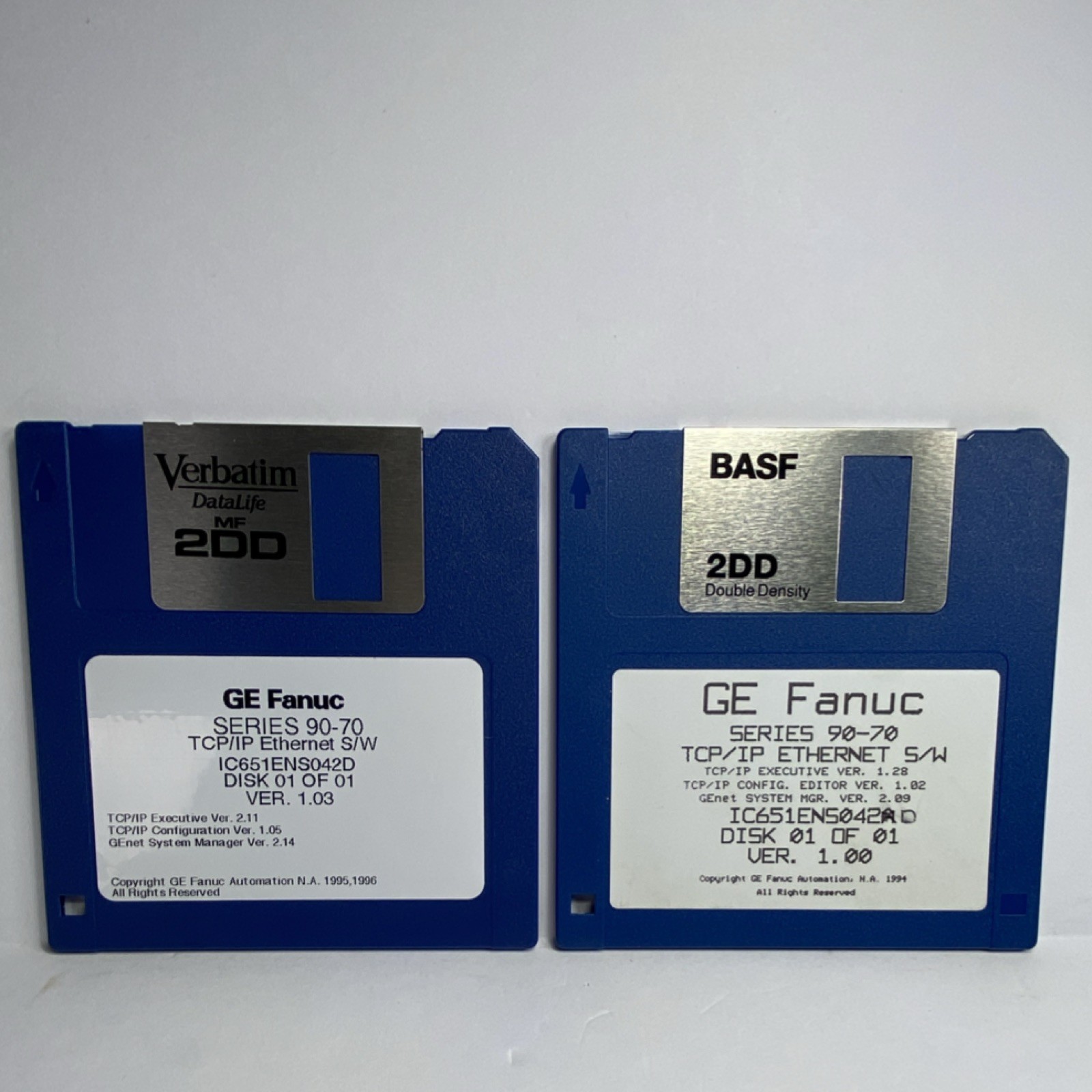 GE Fanuc Series 90-70 TCP/IP Ethernet Software IC651ENS042D V1.00 & V1.03 Disks