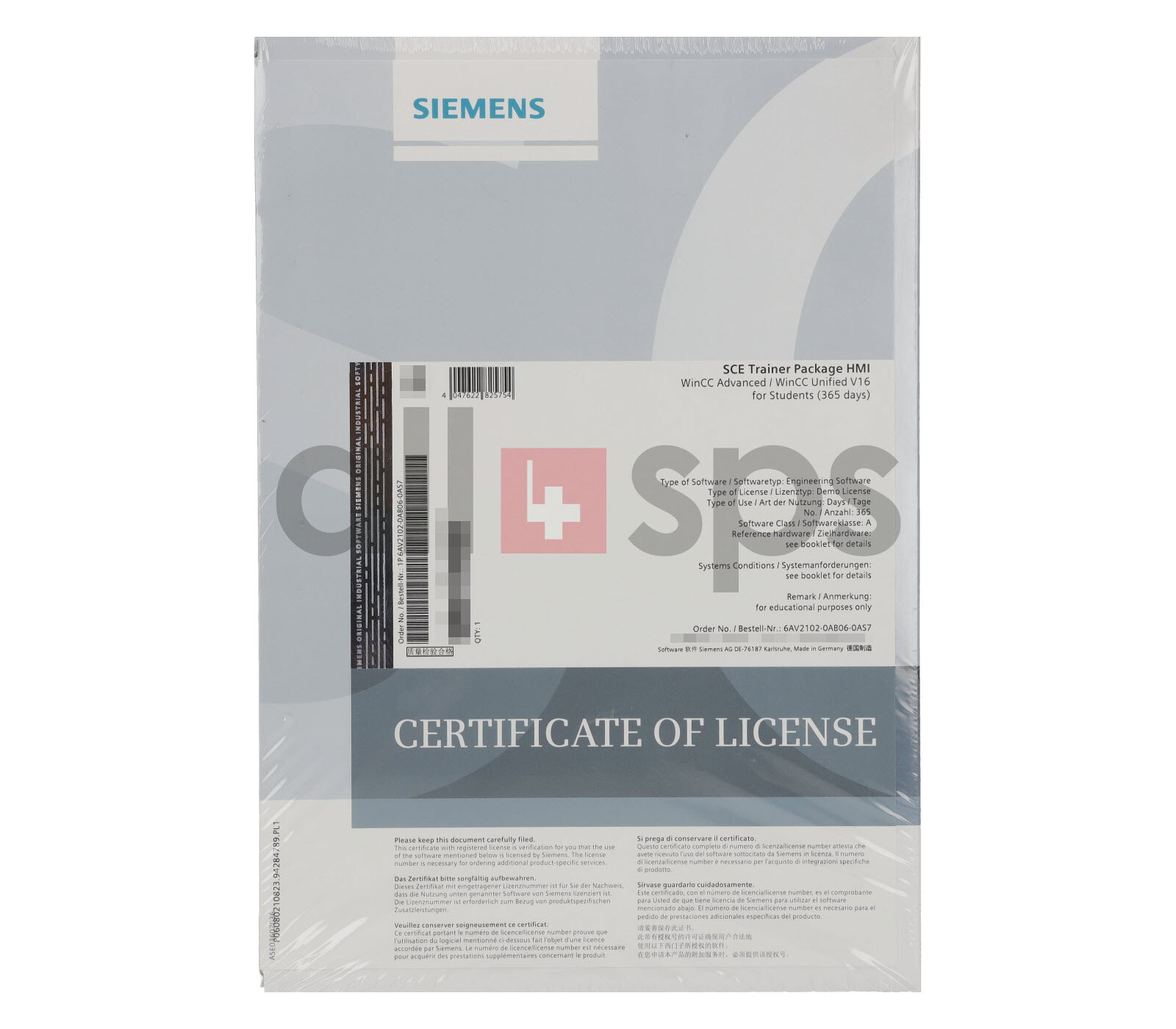 SIMATIC SCE TRAINER PACKAGE HMI WINCC ADVANCED V16 – 6AV2102-0AB06-0AS7 (NS)
