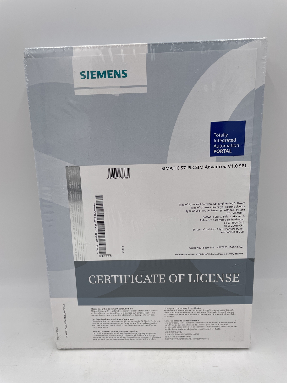 PLCSIM Advanced V1.0 6ES7823-1FA00-0YA5 Siemens SIMATIC S7 6ES7 823-1FA00-0YA5