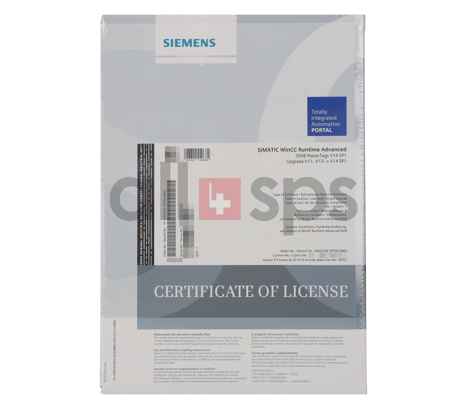 SIMATIC WINCC RT ADVANCED 2048 POWERTAGS V14 SP1 – 6AV2104-3FF04-0AE0 (NS)