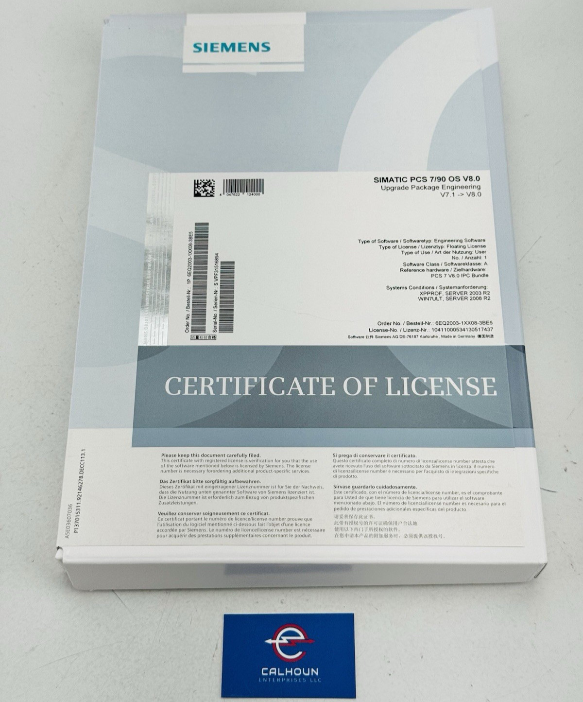 New! SIEMENS 6EQ2003-1XX08-3HB5 SIMATIC PCS 7/90 OS V8.0 *WARRANTY*