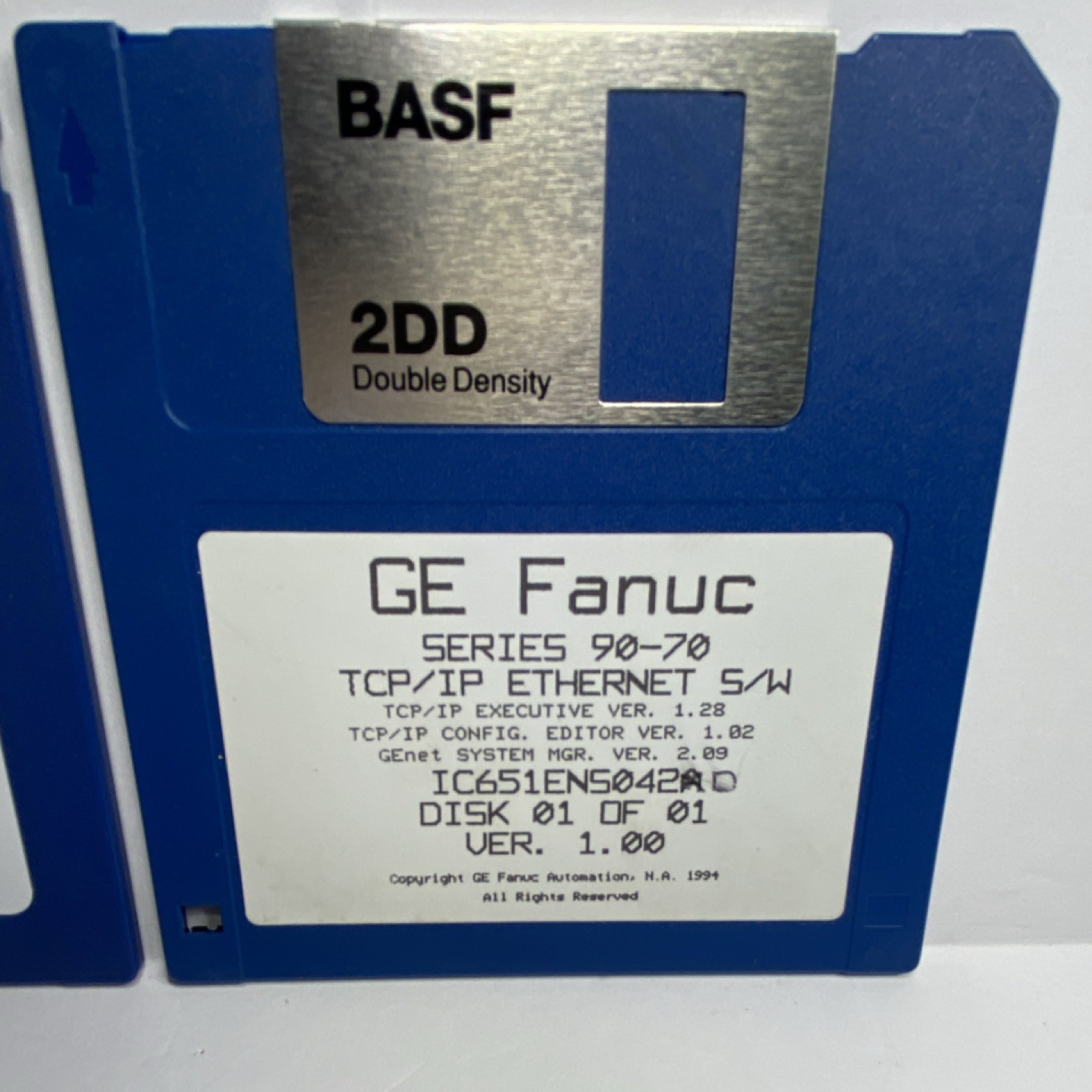 GE Fanuc Series 90-70 TCP/IP Ethernet Software IC651ENS042D V1.00 & V1.03 Disks