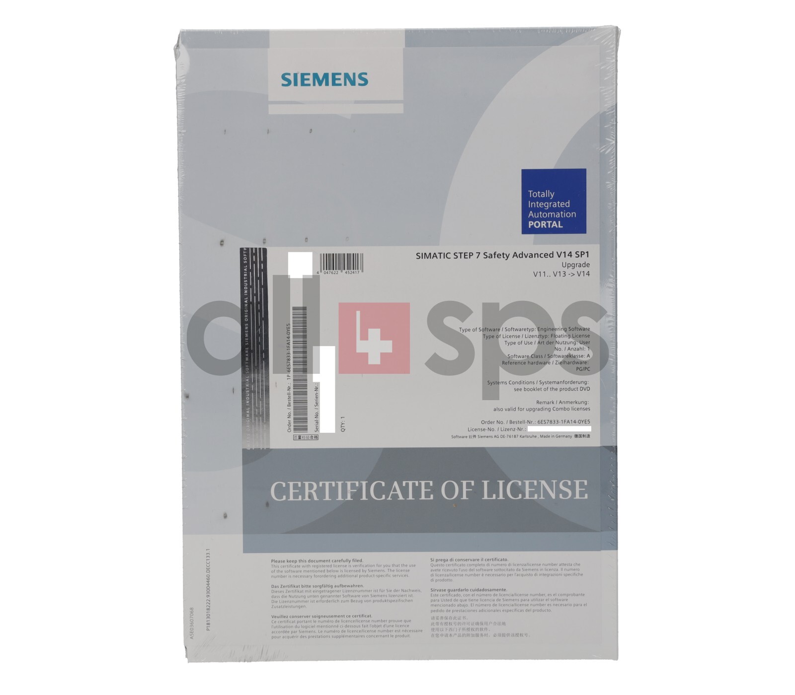 SIMATIC STEP 7 SAFETY ADVANCED V14 SP1 – 6ES7833-1FA14-0YE5 (NS)
