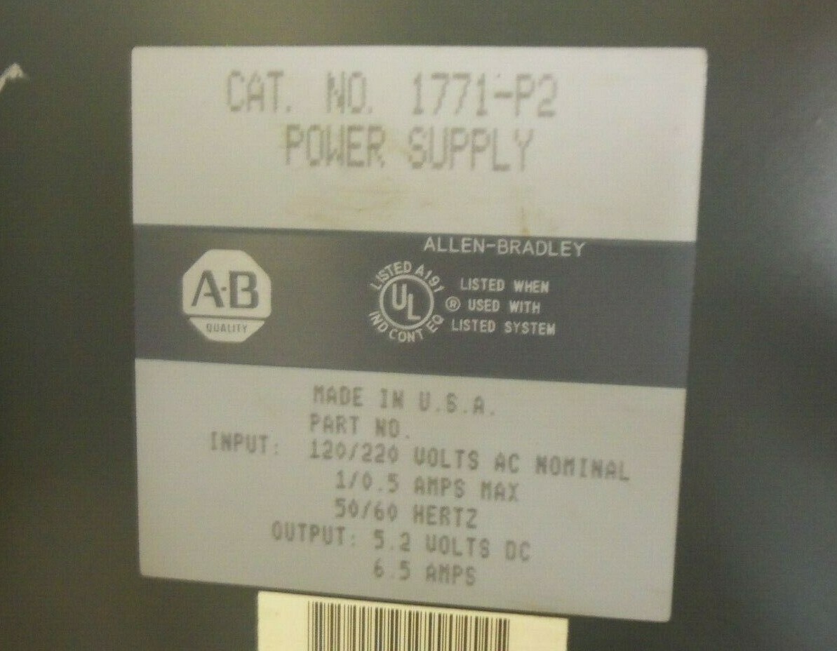 Allen Bradley 1771-A4B 16 Slot I/O Chassis W/ 1771-P2 Power Supply KMGM