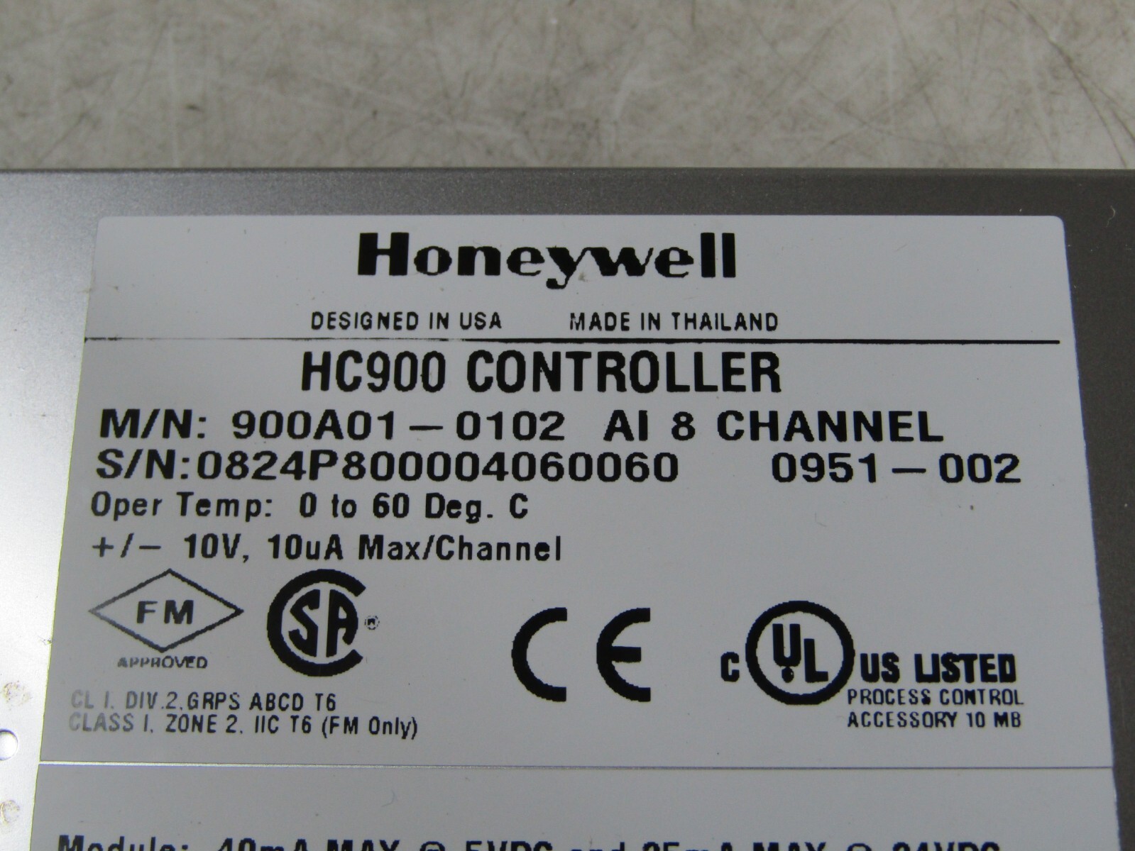 💥 HONEYWELL HC900 CONTROLLER AI 8 CHANNEL 24 VDC 40 mA 900A01-0102