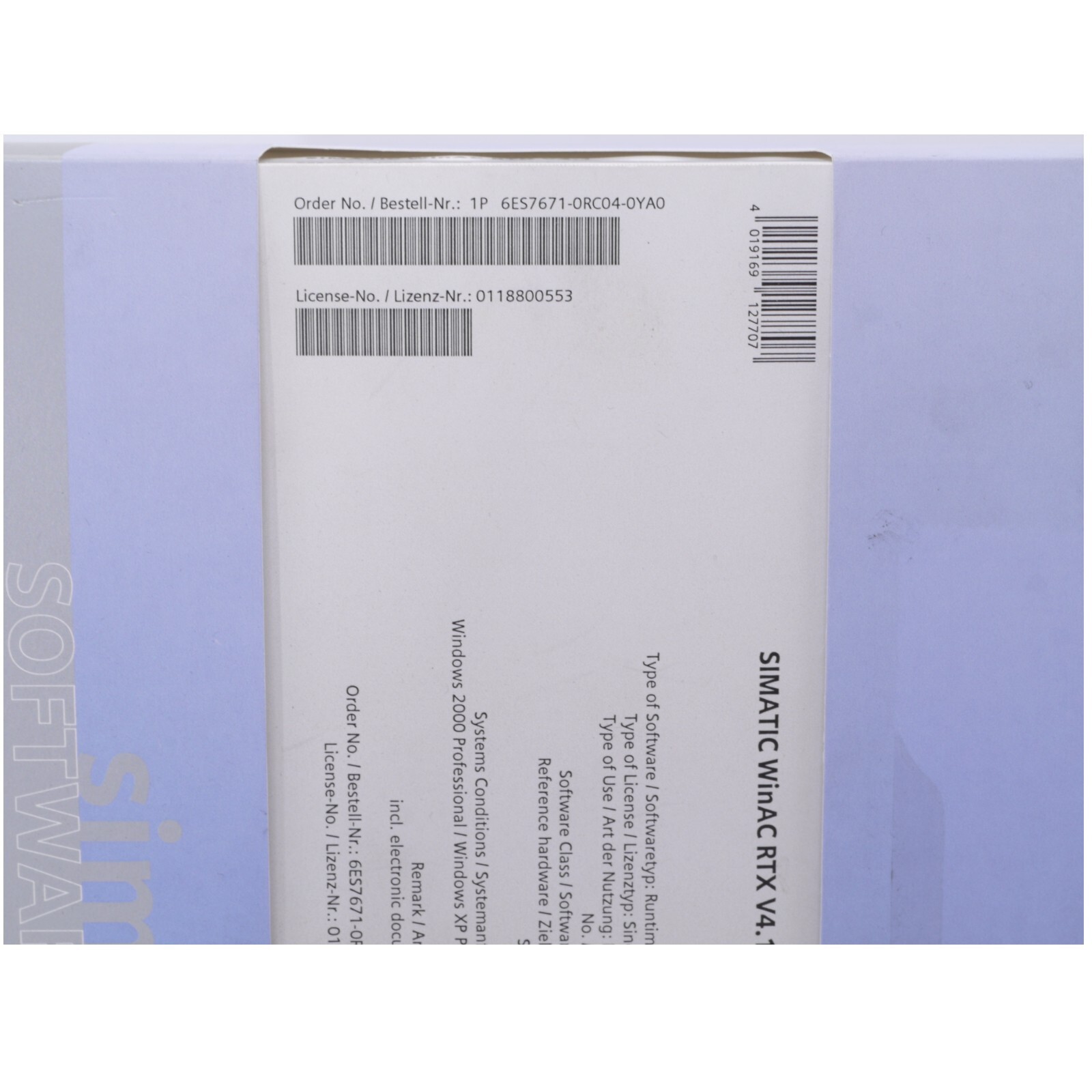 SIEMENS 6ES7671-0RC04-0YA0 SIMATIC WINAC RTX V4.1