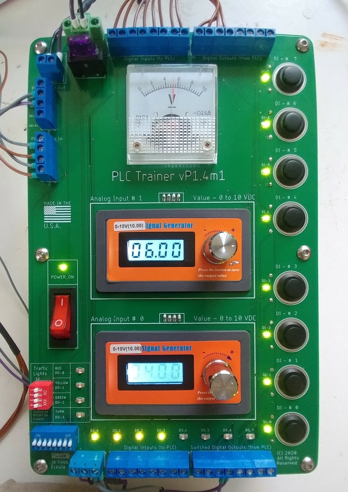 PLC Trainer Interface – Digital Inputs, Digital Outputs, Analog Inputs and PWM