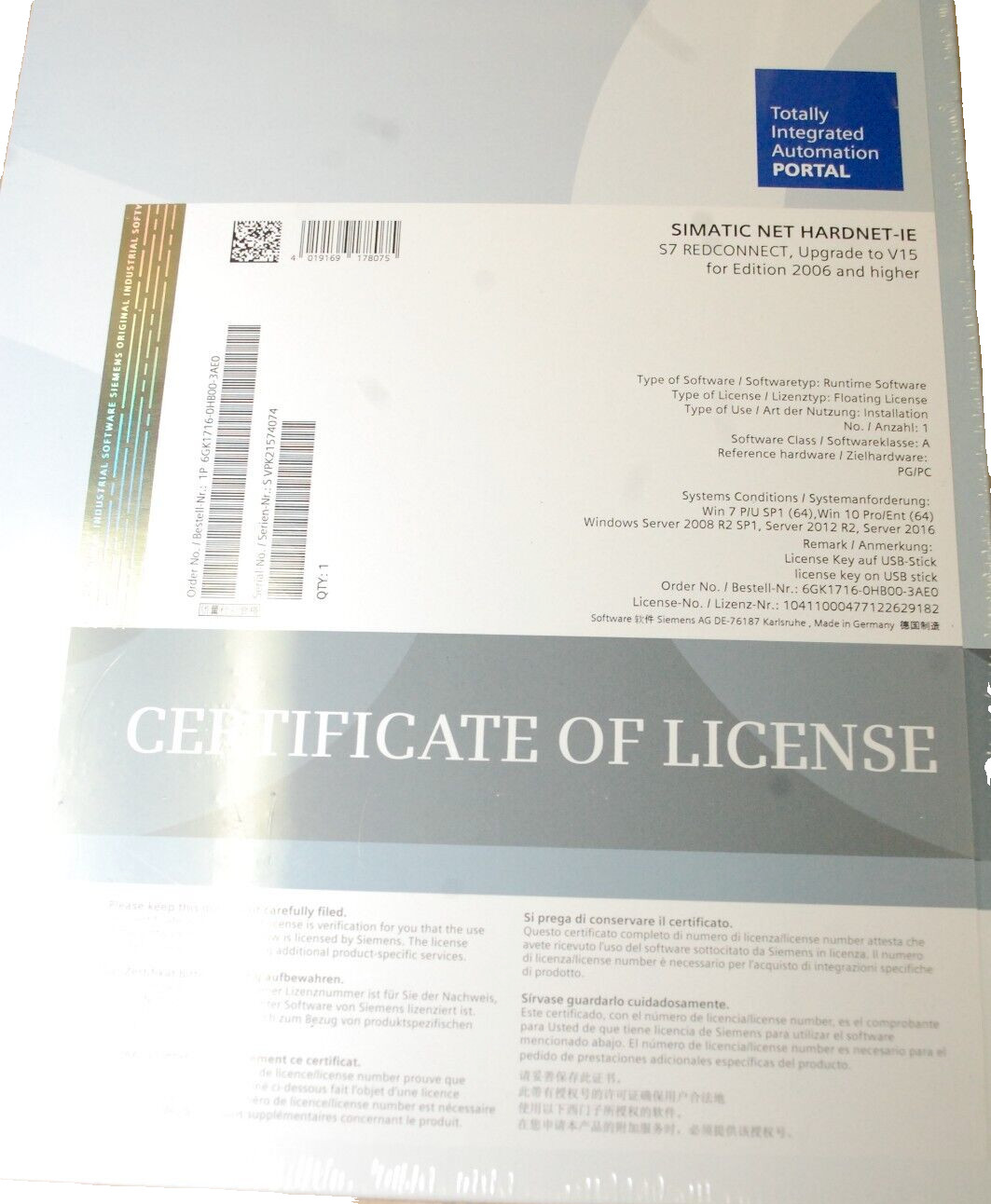 SIEMENS 6GK1716-0HB00-3AE0/6GK17160HB003AE0 New Sealed Pkg. US Ship