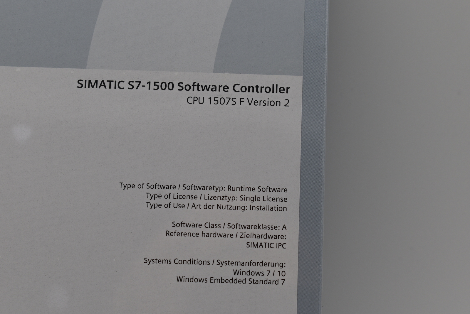 Siemens Simatic S7-1500 Failsafe Software 6ES7672-7FC01-0YA0 6ES7 672-7FC01-0YA0