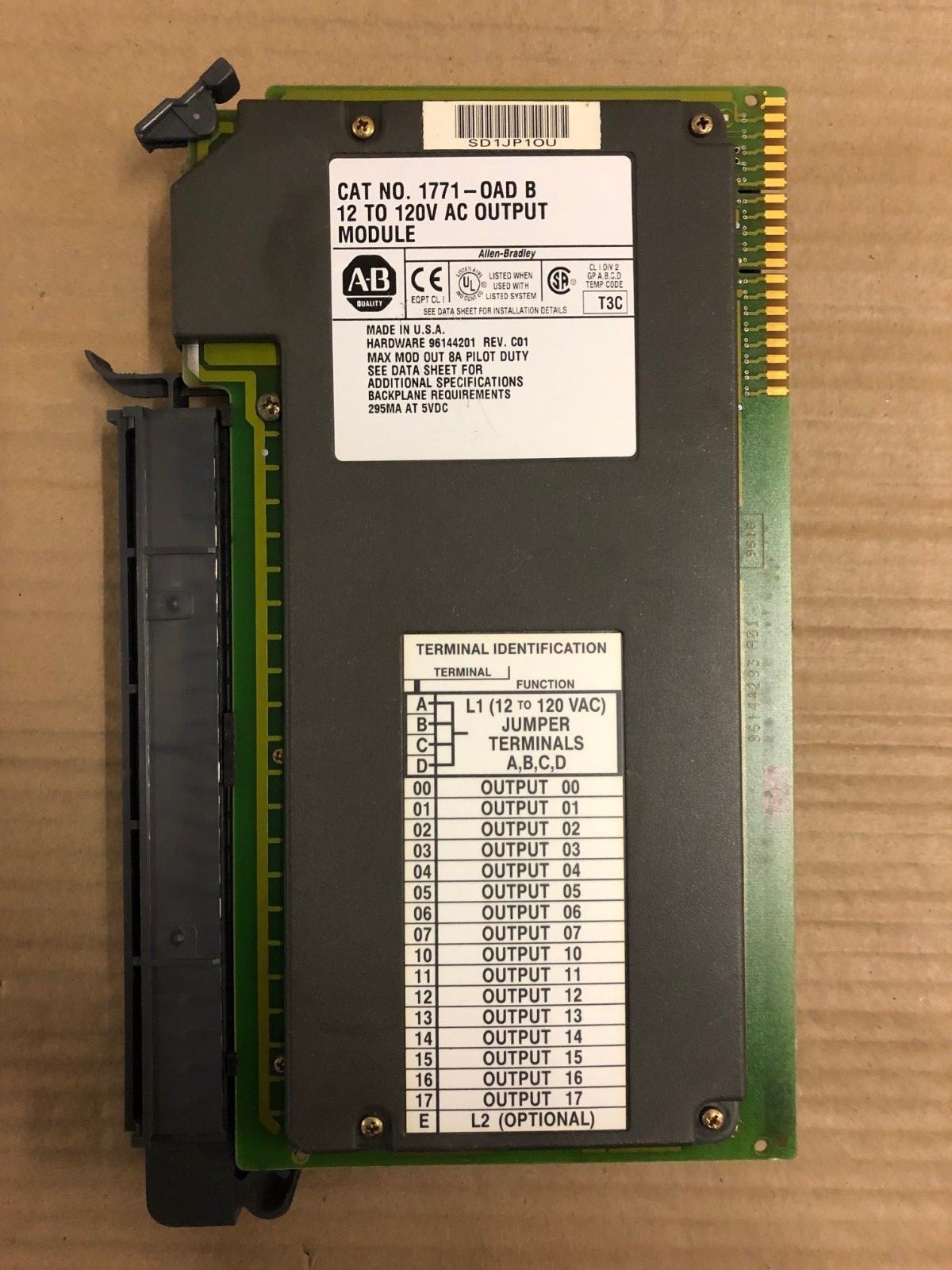 ALLEN BRADLEY 1771-OAD B 12 TO 120V AC OUTPUT MODULE KMGM