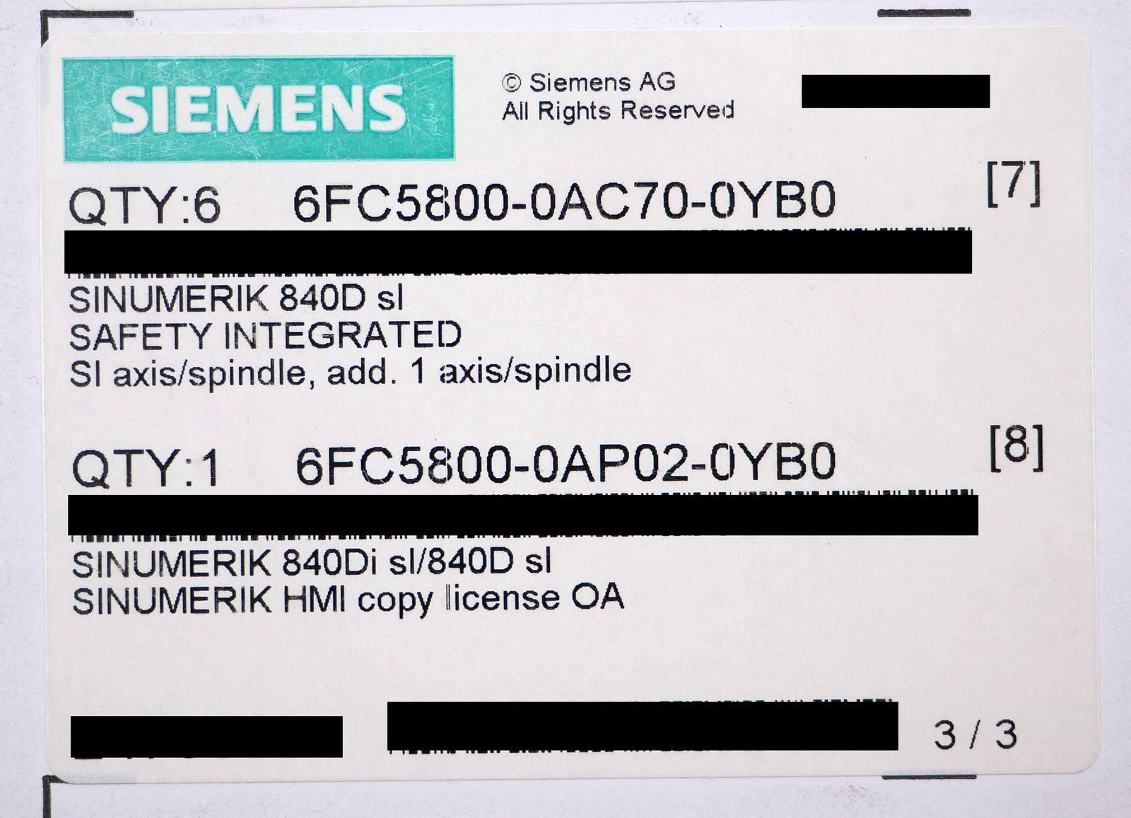 Siemens SINUMERIK 840DE sl 6FC5850-3YG21-4YA0-Z Z=B02+C76+M34+M64+P02 -sealed-