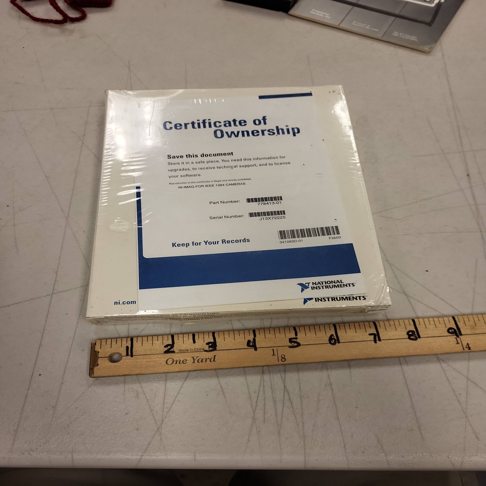 NI IMAQ IEEE 1394 Cameras Software National Instruments Certificate Ownership