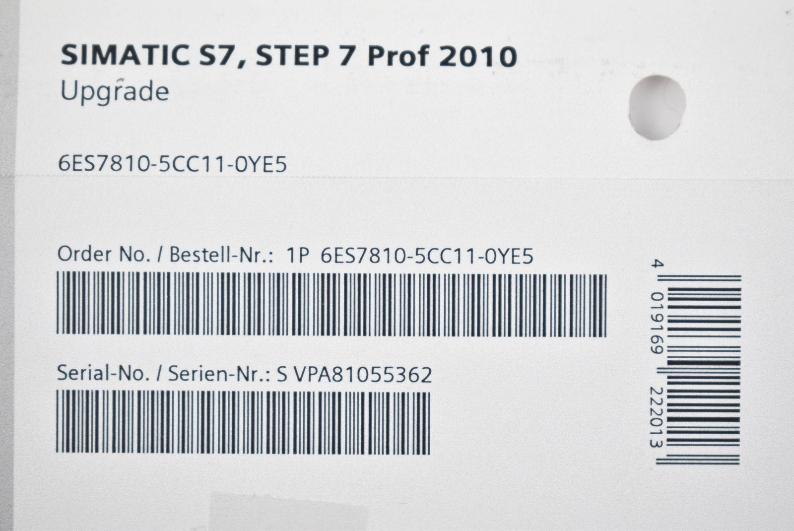 Siemens Simatic S7 STEP 7 Prof 2010 6ES7810-5CC11-0YE5 ( 6ES7 810-5CC11-0YE5 )