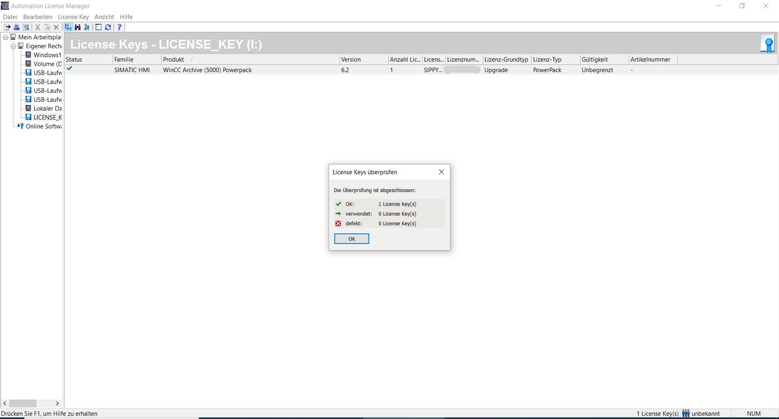 Siemens Simatic Single License Key USB 6AV6371-1DQ17-0AB0 ( 6AV6 371-1DQ17-0AB0 )