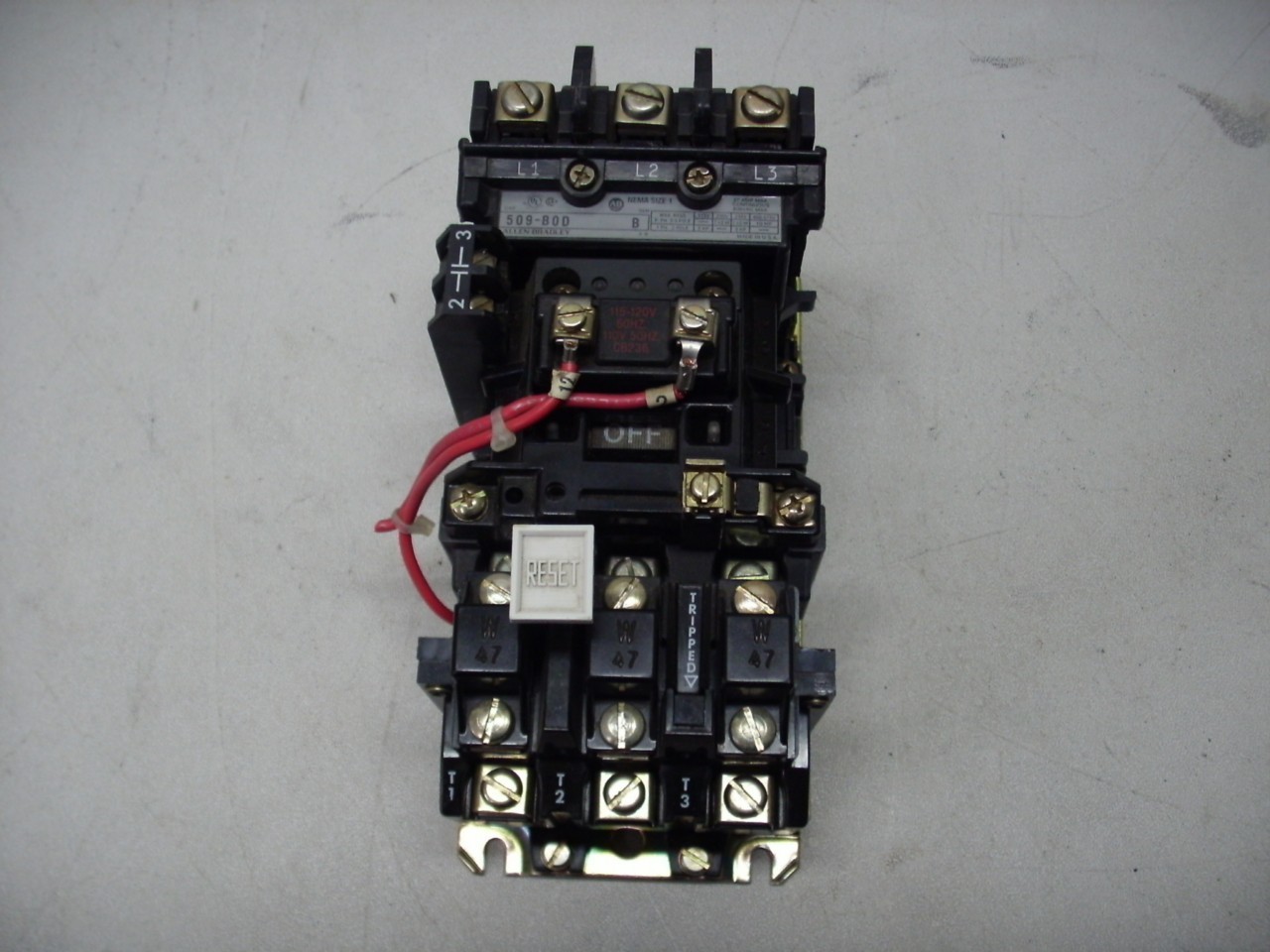 Allen Bradley Nema SIze 1 Starter 509-B0D W/595A Series B 509-BOD