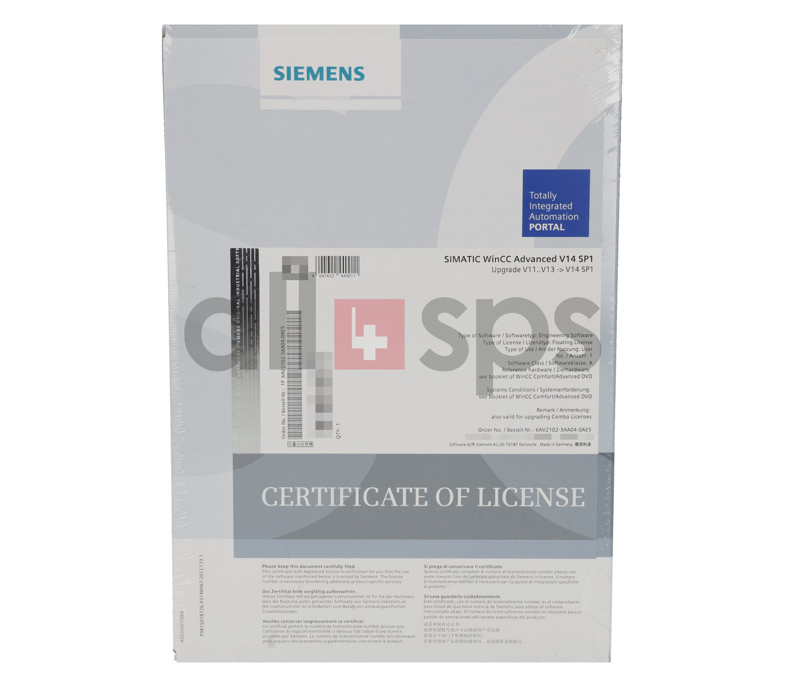 SIMATIC WINCC ADVANCED V14 SP1 UPGRADE V11 – 6AV2102-3AA04-0AE5 (NS)