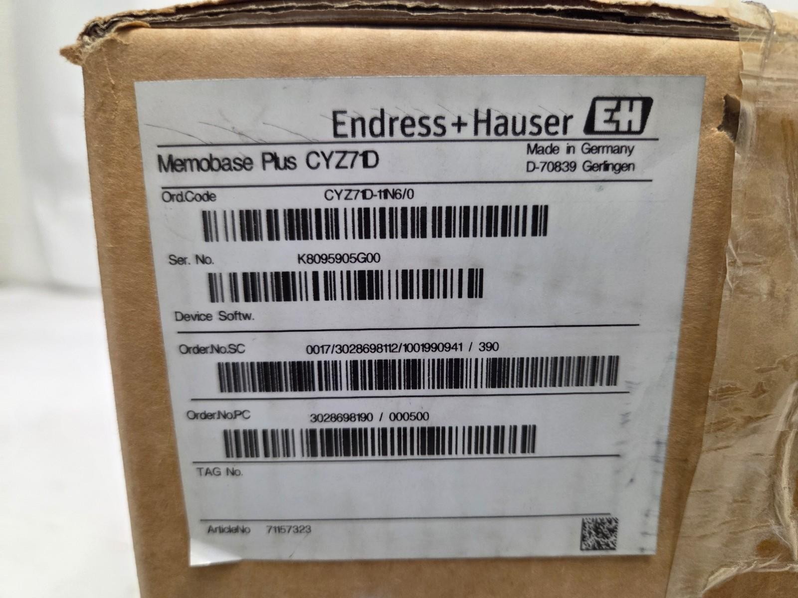 Endress Hauser Memobase Plus CYZ71D Liquid An. Multiparameter Software, Memosens
