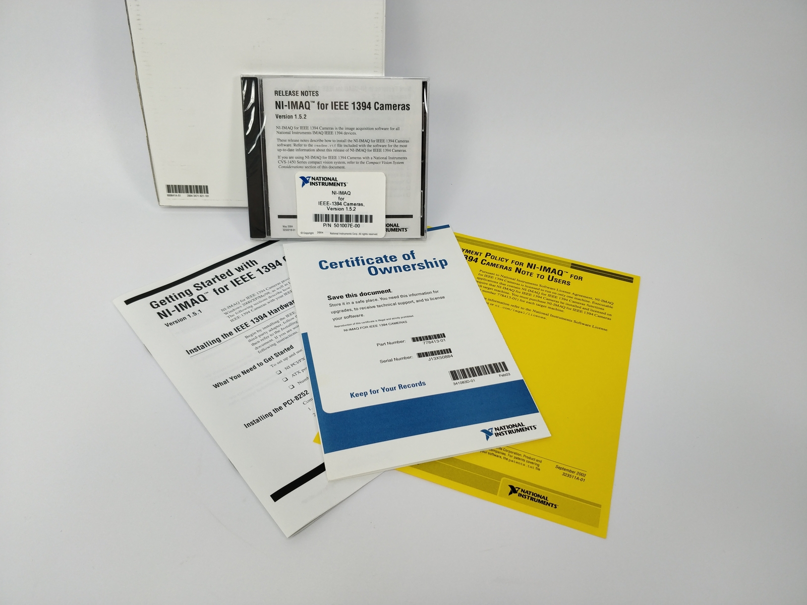 National Instruments 778413-01 NI-IMAQ for IEEE-1394 Cameras Version 1.5.2