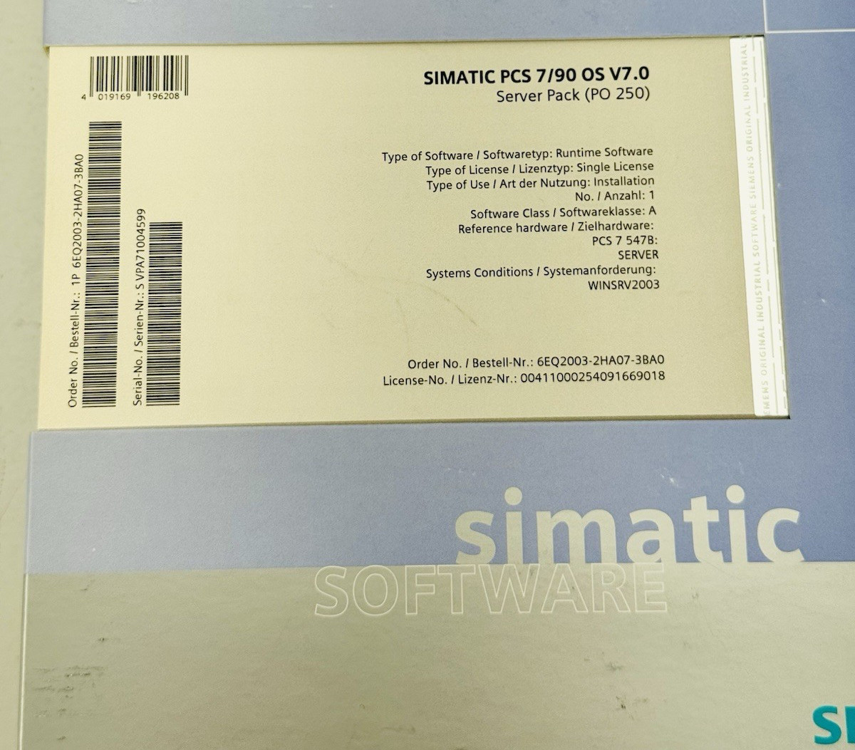 NOB! SIEMENS 6EQ2003-2HA07-3BA0 SIMATIC PCS 7/90 OS V7.0 *WARRANTY*