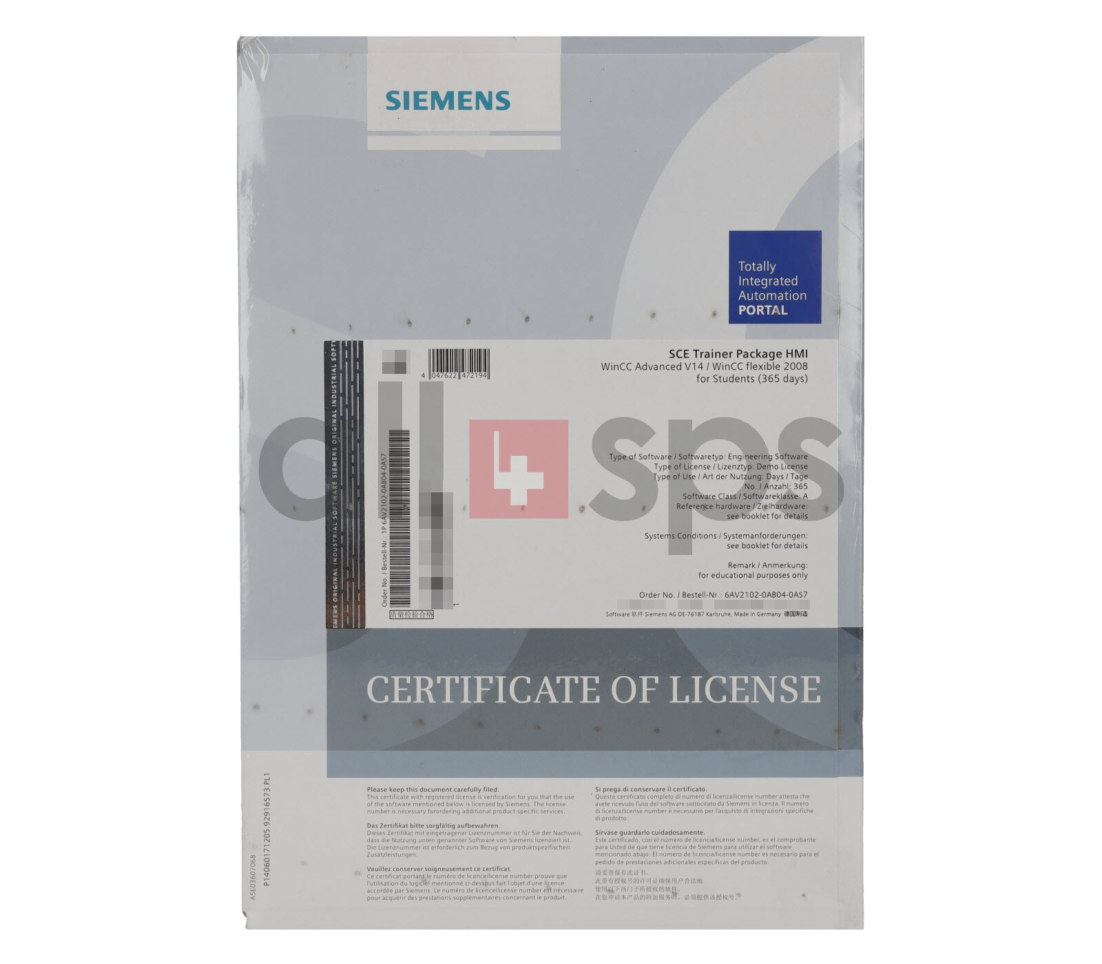 SIMATIC SCE TRAINER PACKAGE HMI WINCC ADVANCED V14 – 6AV2102-0AB04-0AS7 (NS)