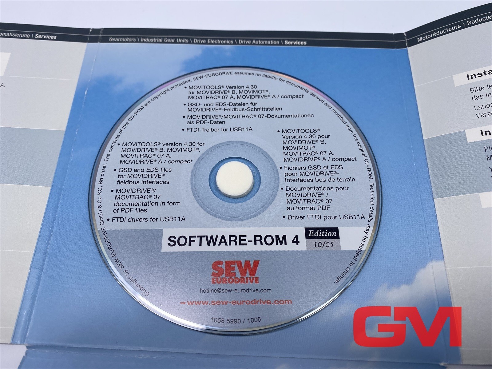 SEW Eurodrive Software-ROM 4 MOVITOOLS Version 4.30 Edition 10/2005 SW-ROM 4