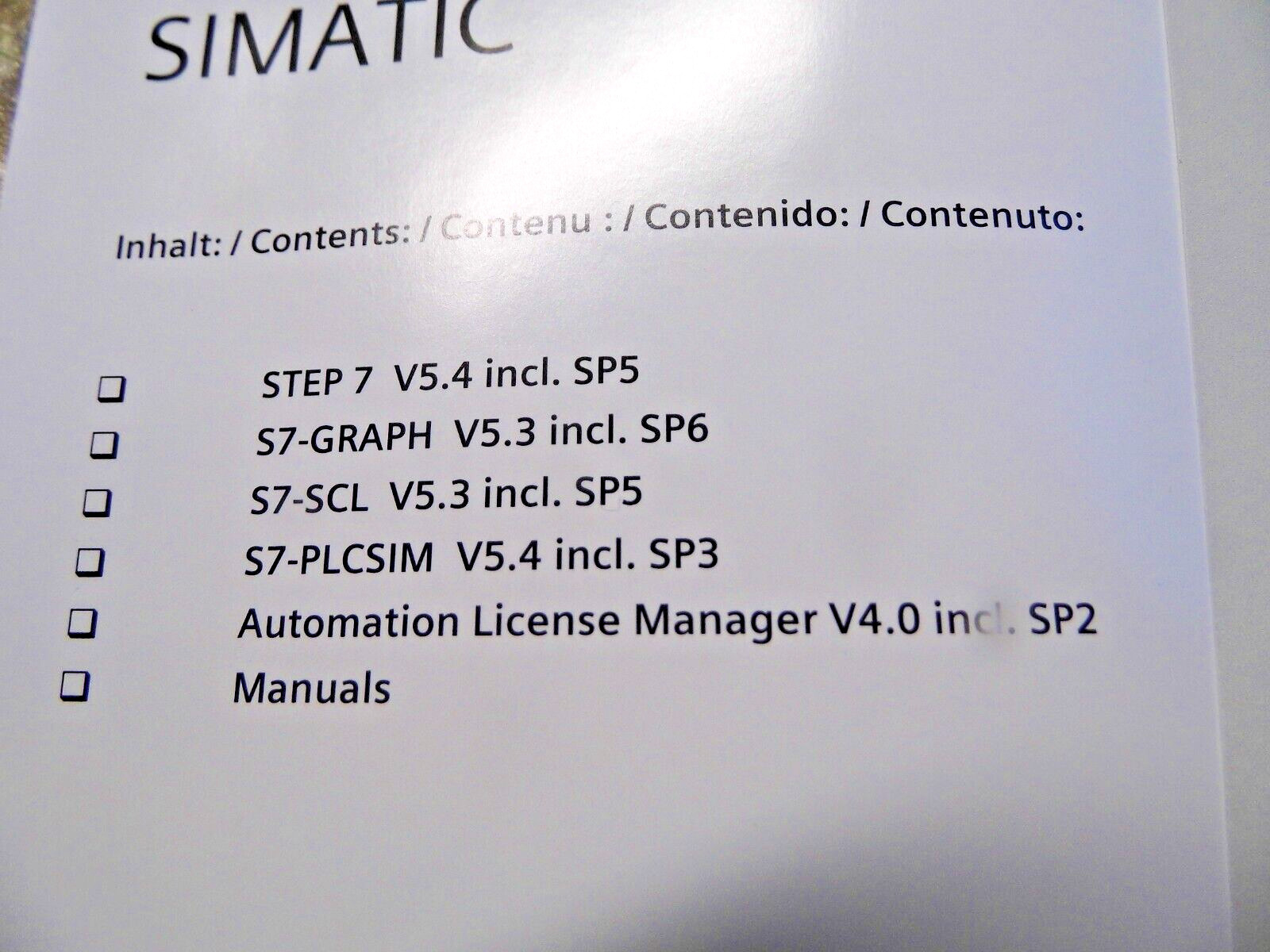 Siemens Step 7 Professional 2006 SR6 Simatic Software 6ES7810-5CC10 / 5CC08-4YA7