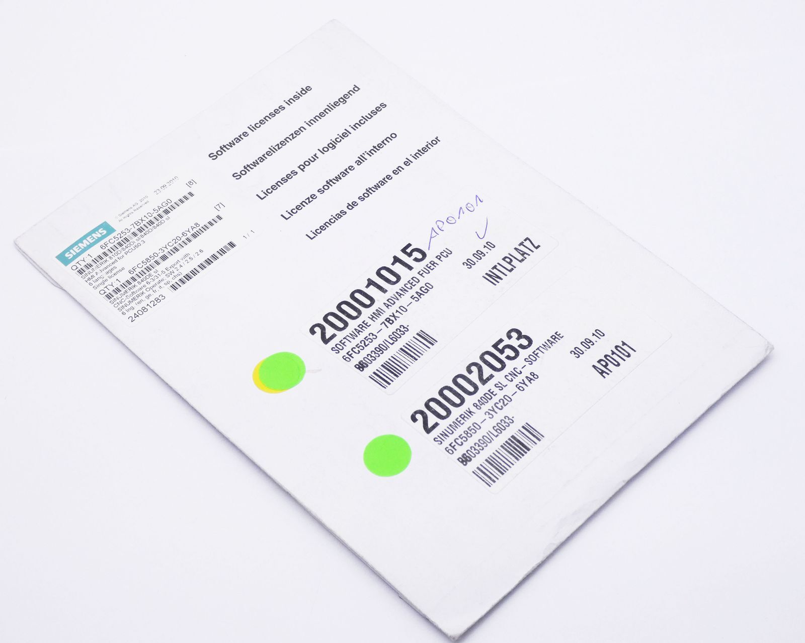 Siemens Sinumerik 6FC5 253-7BX10-5AG0 + 6FC5 850-3YC20-6YA8 -Unused/Original Packaging-