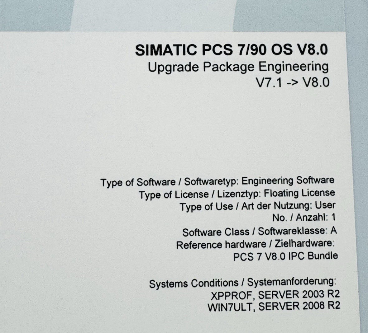 New! SIEMENS 6EQ2003-1XX08-3HB5 SIMATIC PCS 7/90 OS V8.0 *WARRANTY*