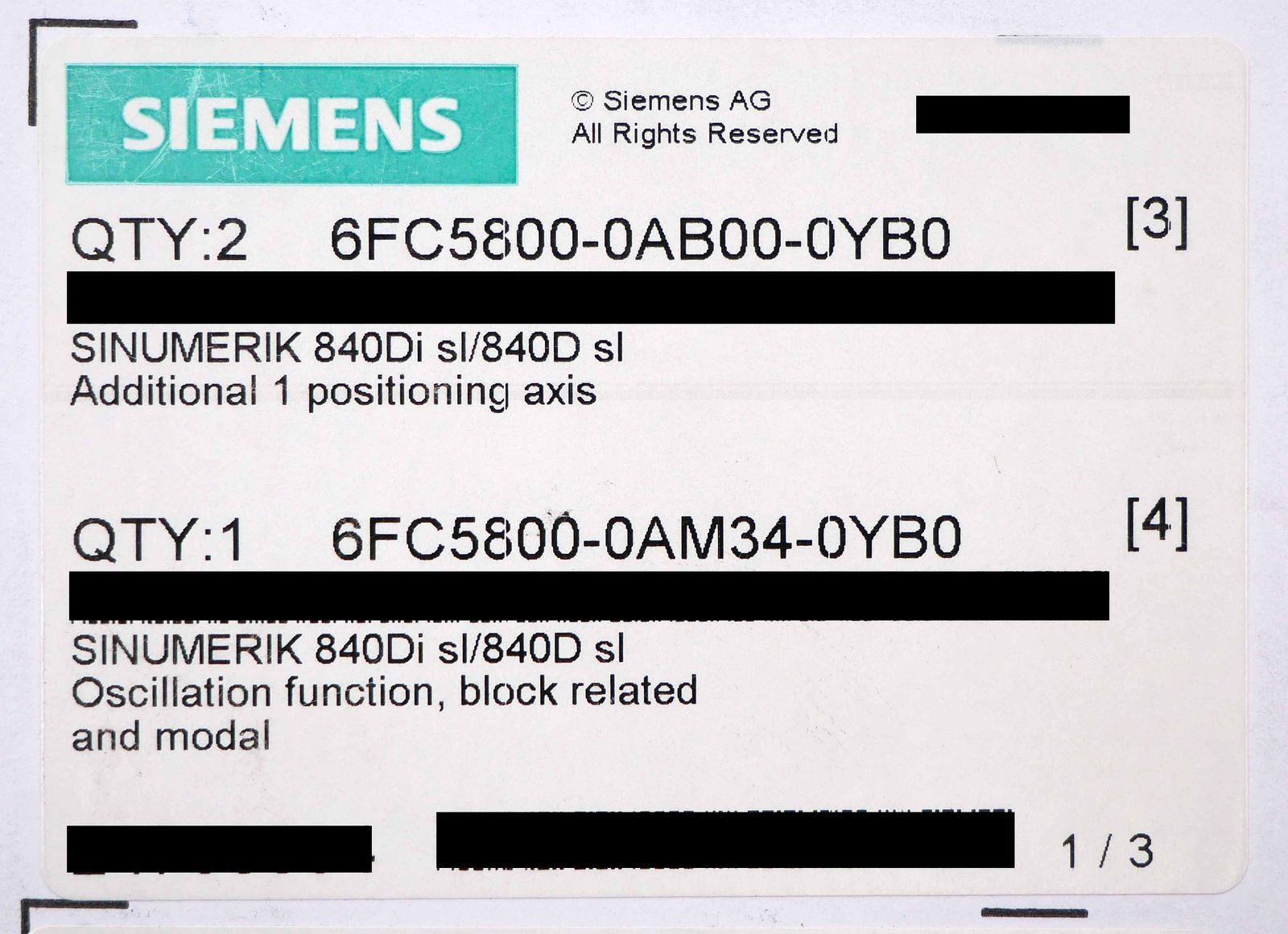 Siemens SINUMERIK 840DE sl 6FC5850-3YG21-4YA0-Z Z=B02+C76+M34+M64+P02 -sealed-